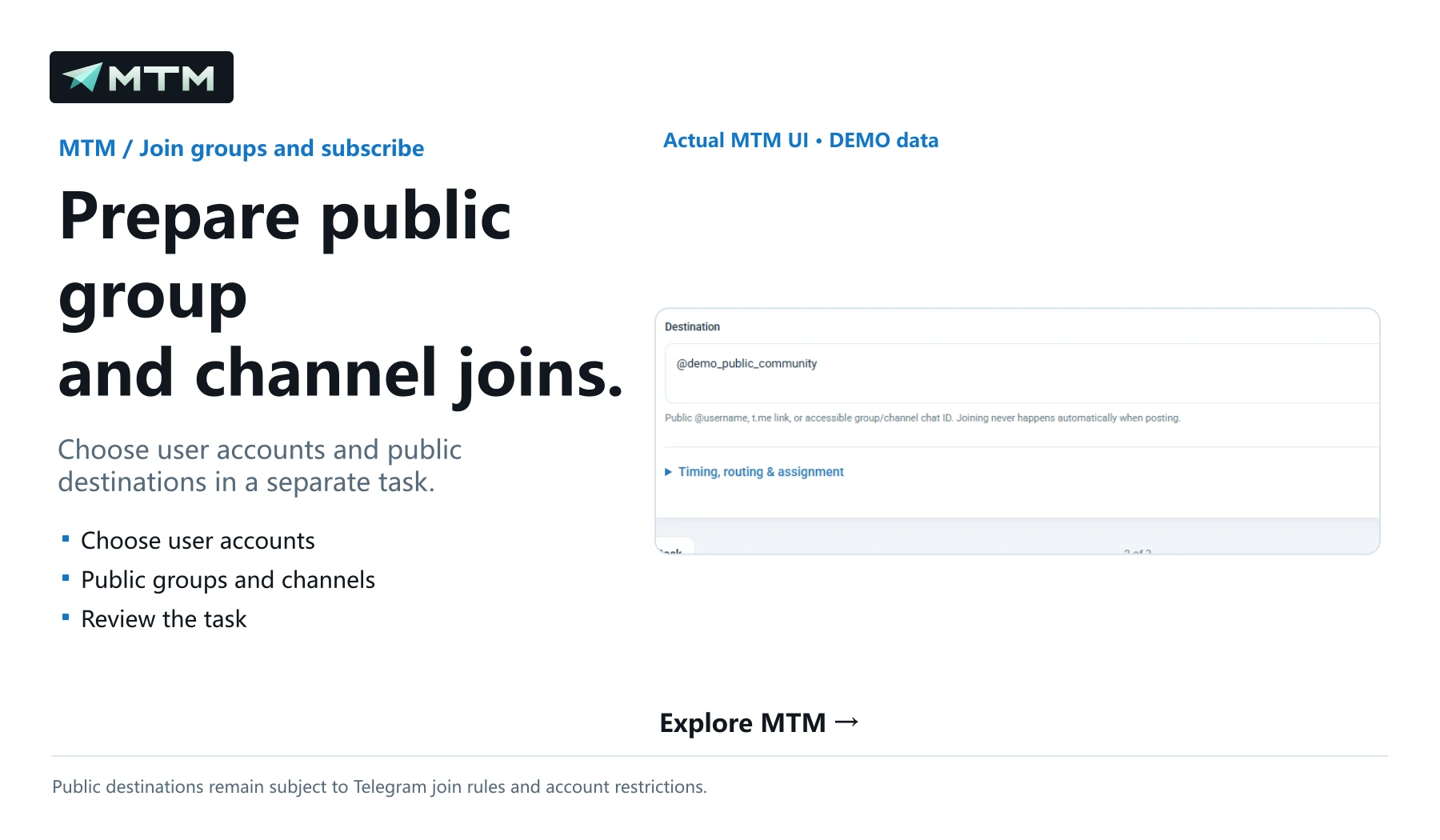 Prepare public group and channel joins.