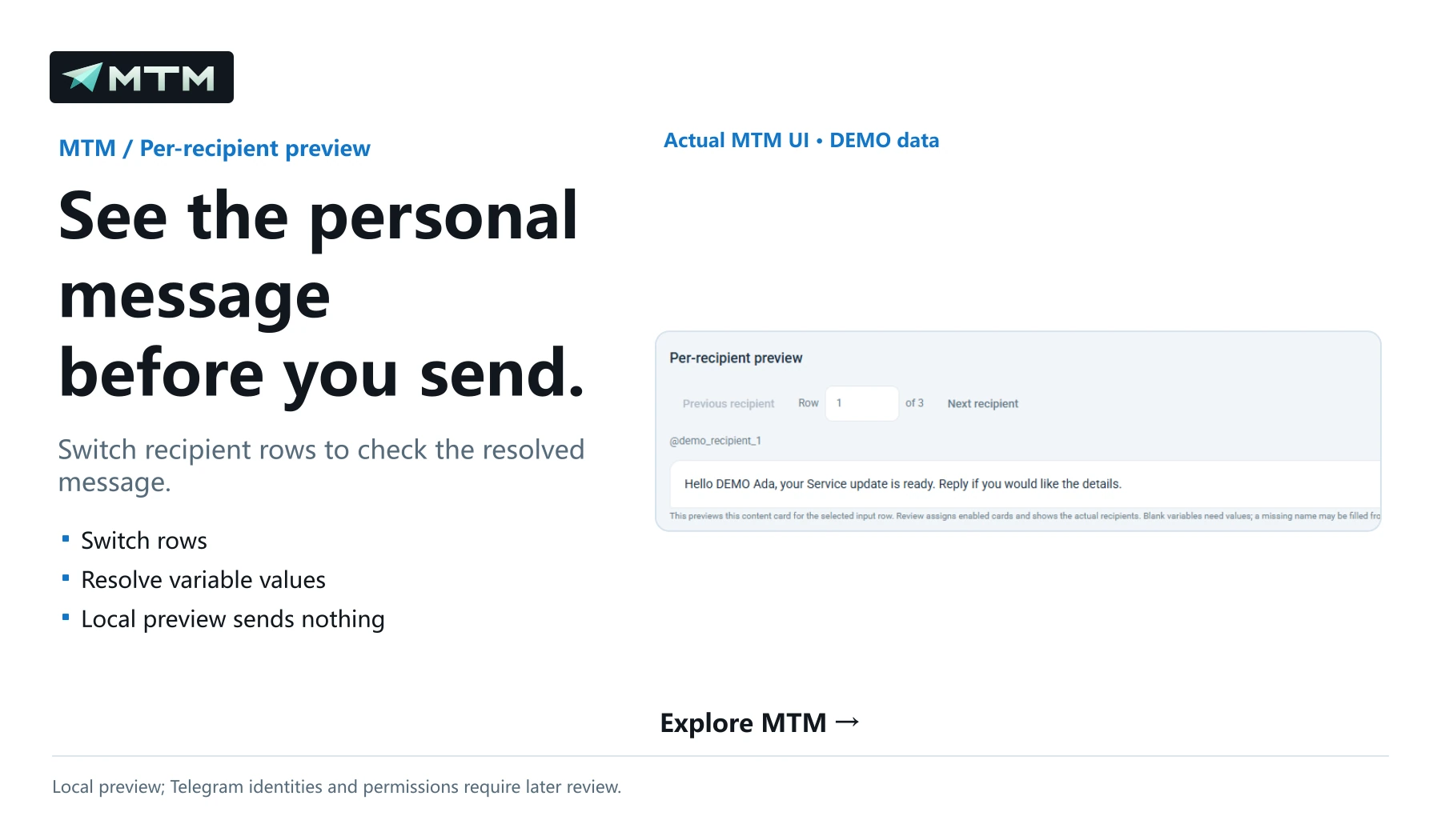 See the personal message before you send.